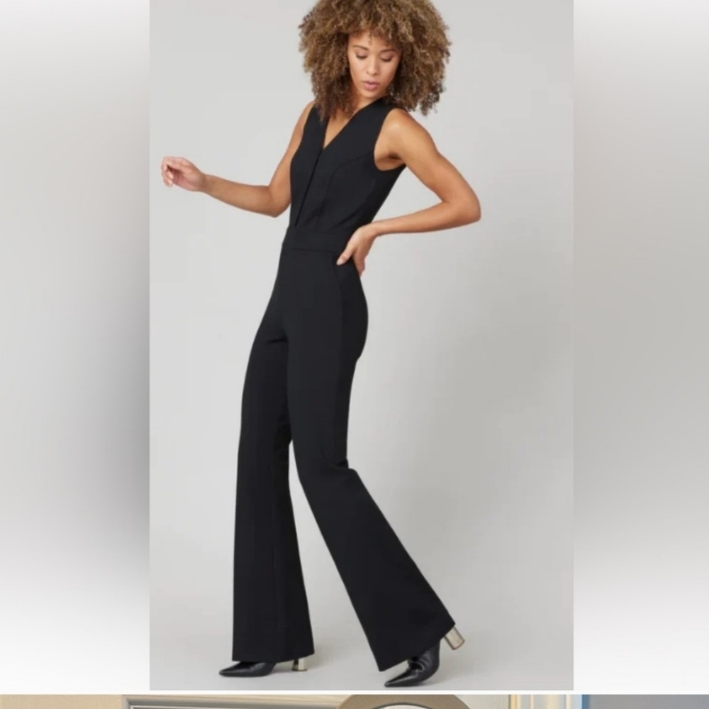 Spanx The Perfect Sleeveless V-Neck Jumpsuit In Black